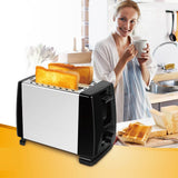 2-Slice Automatic Stainless Steel Toaster - Fast Heating Breakfast Maker for Bread, Bagels, and Waffles