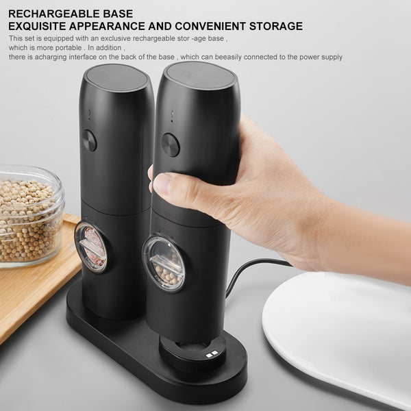 Electric Automatic Rechargeable Pepper Grinder Salt and Pepper Mills USB Charging Spice Grinder LED Light Kitchen Tools Applicen