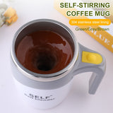 Smart Self-Stirring Mug - Battery Powered Stainless Steel Mixing Cup for Coffee and More