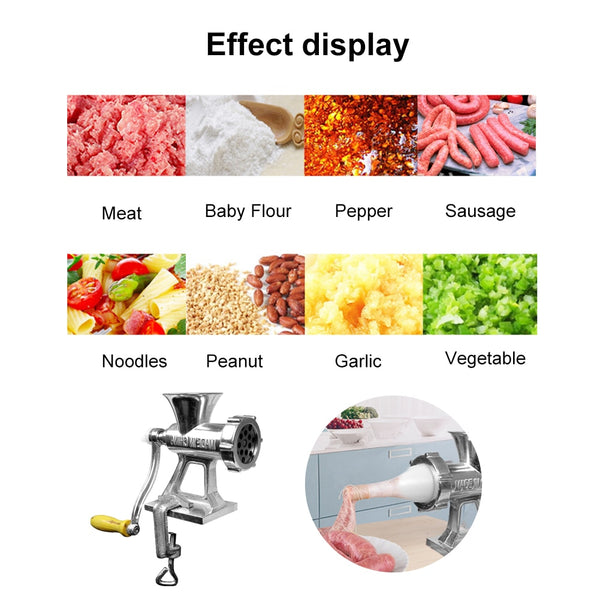 Heavy Duty Manual Meat Grinder and Sausage Maker - Stainless Steel Body and Cast Steel Blade