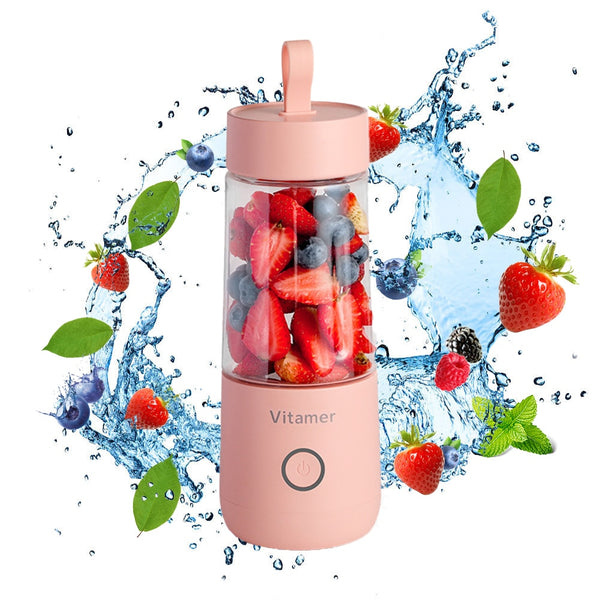 Mini Electric Juice Blender - Portable Smoothie Maker Cup with 4 Stainless Steel Blades